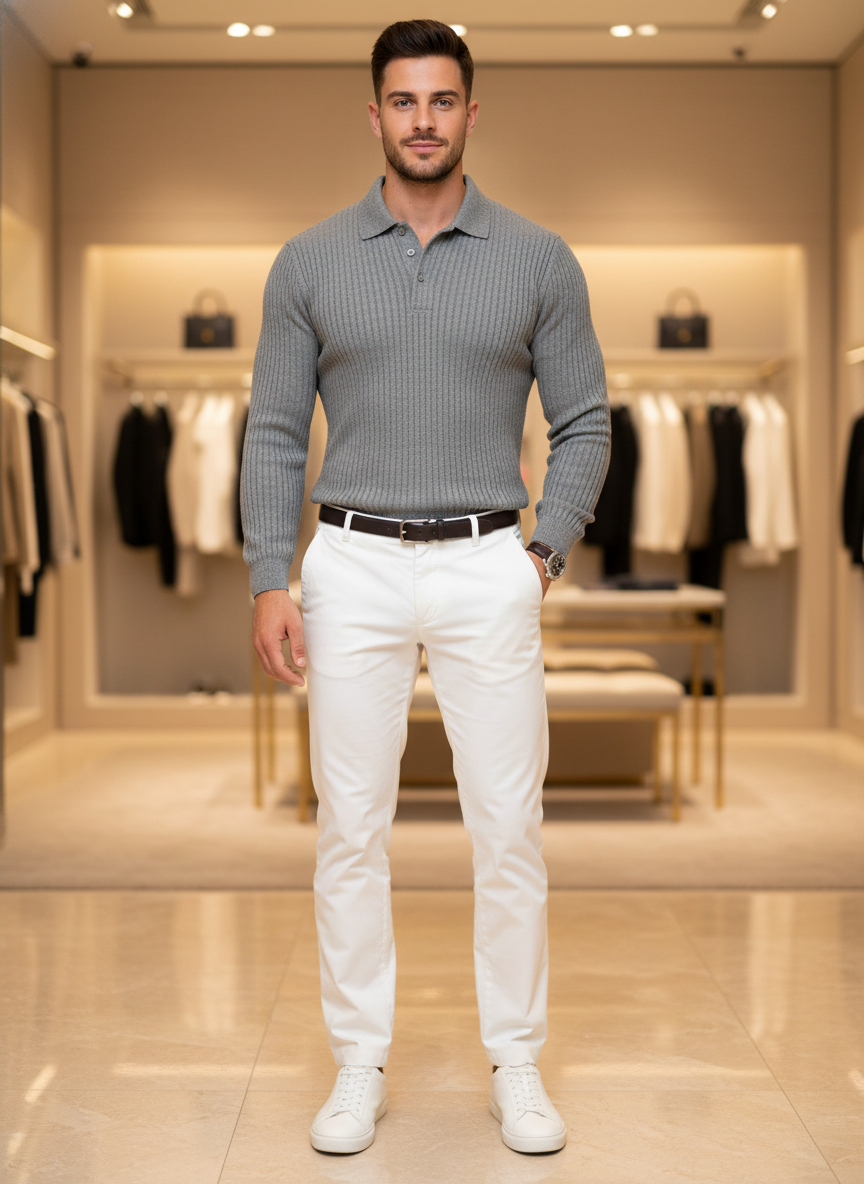 Polo Maglia Costine Uomo